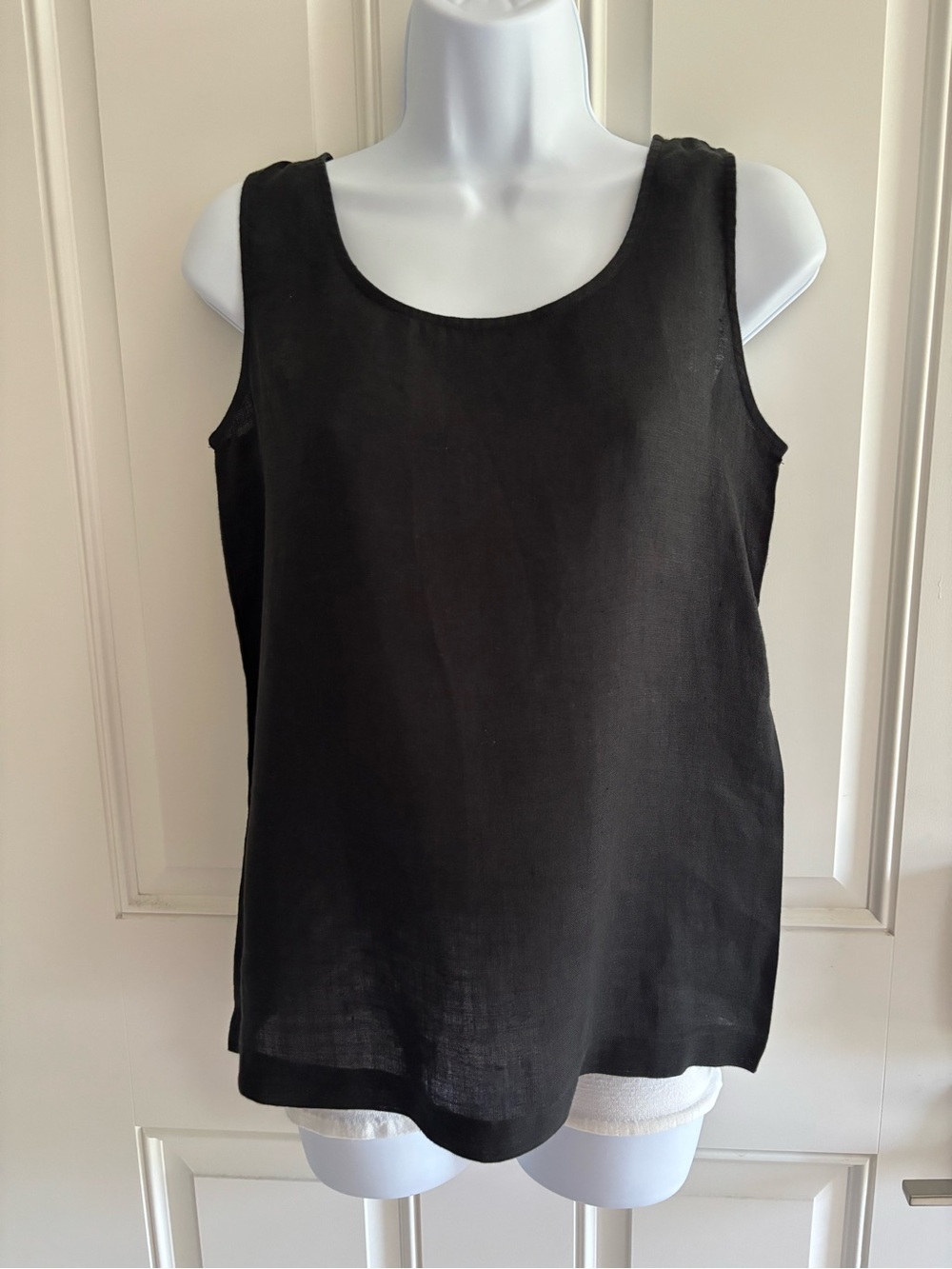 Preston & York Black Linen Scoop Neck Tank